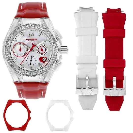 Technomarine Cruise Valentine 40mm Silver 3 Straps 3 Covers