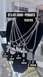 Ice Chain 4MM Silver + Pendants