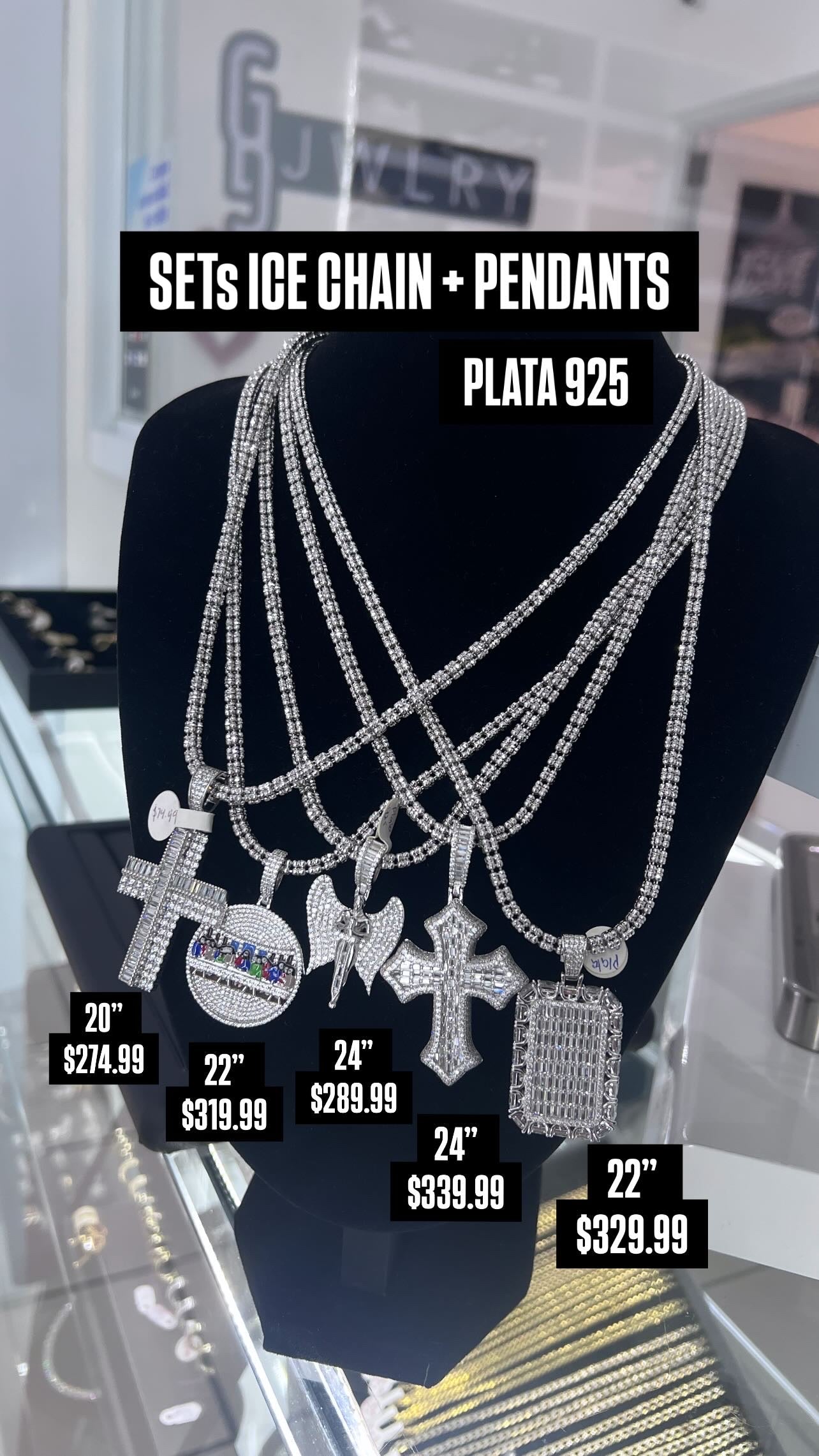 Ice Chain 4MM Silver + Pendants