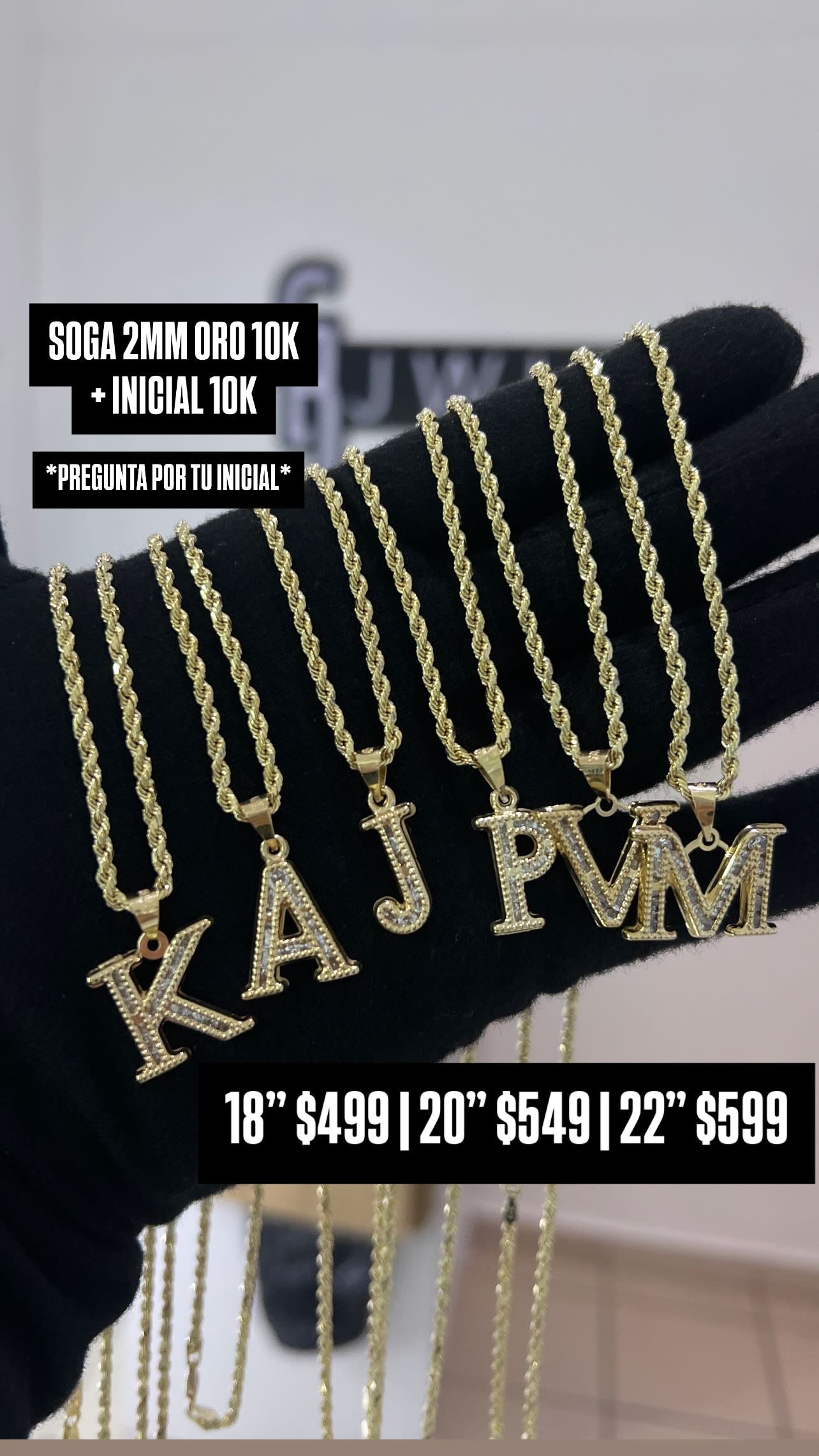 Soga 2MM 10K + Letra Oro 10K